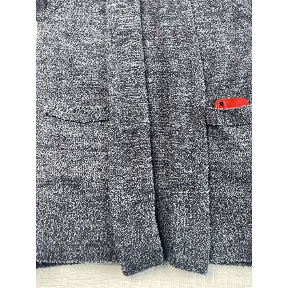 Barefoot Dreams CozyChic SZ L Open Front Knit Cardigan Sweater Pockets Blue Gray - Picture 5 of 11